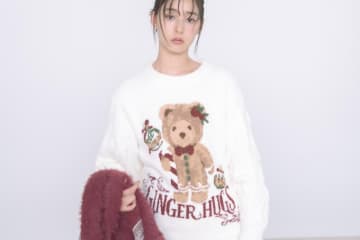 スナイデル ホームの25年クリスマスルームウェア、“ジンジャークッキー“に扮したクマのニット