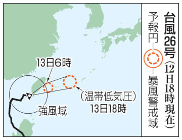 台風影響、土砂災害警戒を　沖縄・奄美、高波も