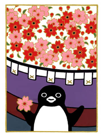 “Suicaのペンギン”の花札版画や、九谷焼コラボ作品も！坂崎千春の版画展「はんなりペンギン」が京都で開催中