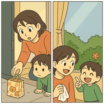 「ママ、あの人また来た」玄関前に置かれた差出人不明の贈り物。子供だけが見てた差出人の正体【短編小説】