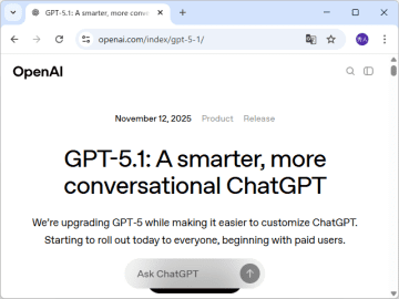 OpenAIが「GPT-5.1」を発表 ～温かみを増した「Instant」賢くなった「Thinking」の2モデル／無料およびログアウトユーザー向けにも本日より展開が開始