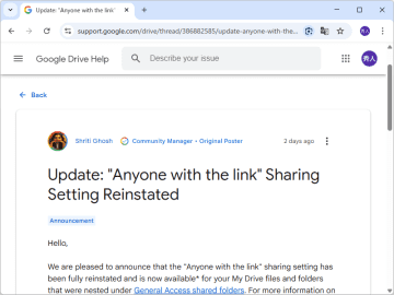 「Google ドライブ」から消えた「リンクを知っている全員」共有オプション、完全復旧／最近の仕様変更で発生、業務に支障も