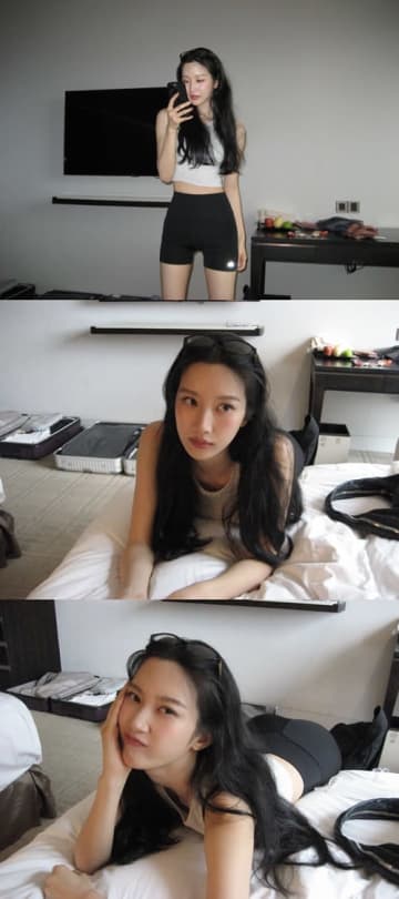 “ほぼ全部見えてる”衣装で話題に！ムン・ガヨン、超タイトパンツでベットに寝そべる姿が「女神」【PHOTO】