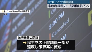 米下院、つなぎ予算案を可決　政府機関の一部閉鎖終了へ