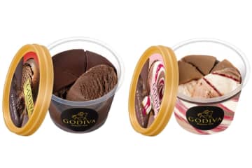 ゴディバの"パリッと”チョコ乗せカップアイス「ダーク チョコレート」「ダブルベリー チーズケーキ」