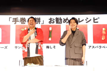 レインボー池田「ルームシェアしてる友達がマッチョで…」　サンチュ焼肉巻き＆ハムチーズ巻きなど“手巻き餅”を試食！
