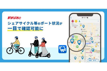 「駅すぱあと」アプリ、シェアサイクルやLUUPのポート状況を地図で確認可能に