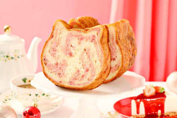 ねこねこ食パン「苺チーズケーキ」のクリスマス限定フレーバー、“粒ジャム入り”甘くミルキーな味わい