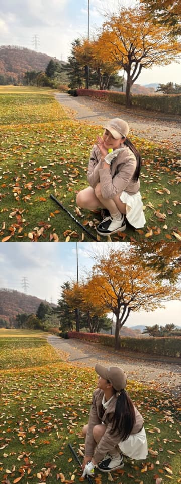 “純白ミニスカ”でしゃがみ込んで…ミス・コリア出身ゴルファー、美脚チラリの近況SHOTにファン虜【PHOTO】