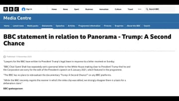 BBCがトランプ大統領に謝罪、ドキュメンタリー番組で演説を恣意的編集した問題めぐり　補償の支払いは拒否