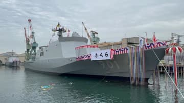 海自の新艦種「哨戒艦」の1、2番艦が進水　艦名は「さくら」と「たちばな」　旧海軍駆逐艦の名を継承