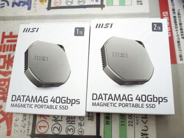 マグネット内蔵のMSI製ポータブルSSD「DATAMAG 40Gbps」が店頭入荷、USB4対応
