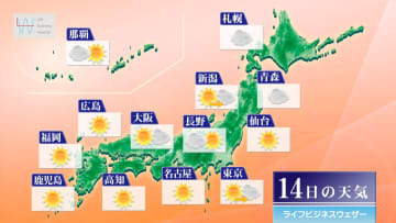 今日14日・明日15日の天気予報　明日は七五三の晴れ着が映える青空に！一日の寒暖差も大きく注意が必要