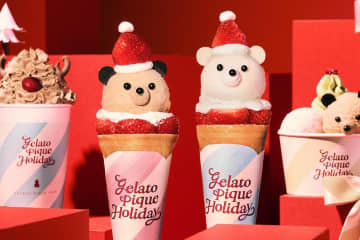 ジェラート ピケ カフェ“いちご帽子のベアサンタ”主役のクリスマスクレープ、アールグレイ×洋梨など