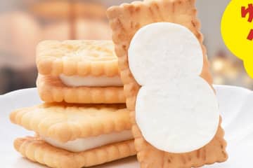 “ゆきだるまのクリーム”「ビスコ」冬限定雪だるまデザインのビスケット菓子