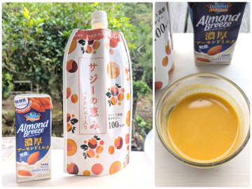 どんな味がする？ 「サジーの恵み」を「アーモンド・ブリーズ 濃厚アーモンドミルク」で割って飲んでみた #Omezaトーク