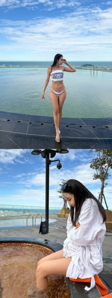 華奢なプロポーションに釘付け！韓国レーシングモデル、季節外れのスイムウェア姿に「魅力的」の声【PHOTO】