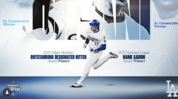 大谷翔平に「賞賛の言葉がもう見つかりません」 ハンク・アーロン賞、エドガー・マルティネス賞のW受賞にSNSぼう然