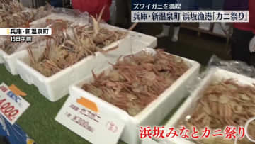 ズワイガニ満喫、恒例の「カニ祭り」 兵庫・新温泉町の浜坂漁港