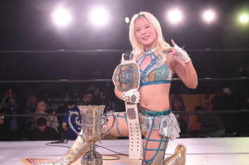 【マリーゴールド】 ビクトリア弓月が同期の瀬戸レア退けUN初防衛でも満足せず！ 17日後楽園での“次なる野望”を宣言「2冠チャンピオンになって証明する」