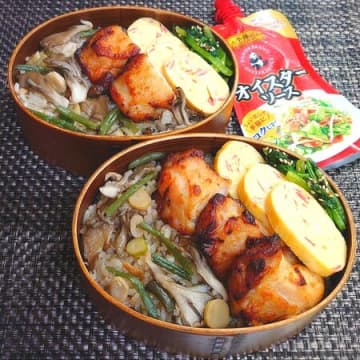 オイスターソースが隠し味!舞茸山菜炊き込みご飯弁当