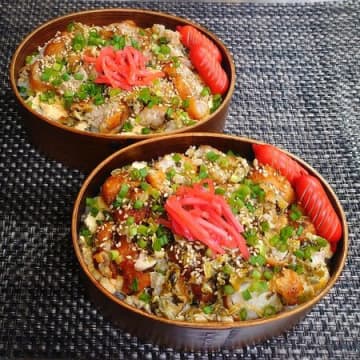 5分で簡単!唐揚げ高菜マヨどーん弁当