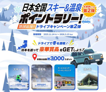 MOBILAで巡る冬旅ラリー開催　ドライブで豪華賞品を当てよう！
