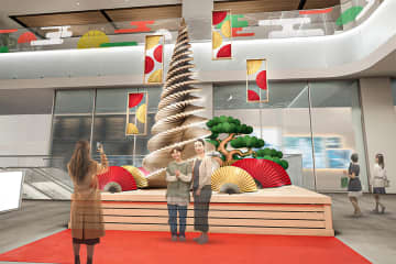 大阪・梅田に「歌舞伎ツリー」が出現、歌舞伎揚げの無料配布も