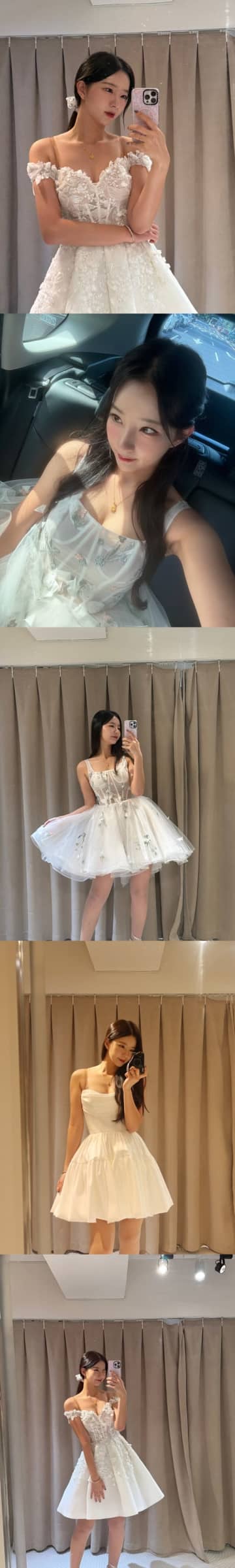 「冬の新婦だ！」韓国プロ野球チア、“すけすけ肩ヒモ”が眩しい純白衣装にファン騒然「結婚したい」【PHOTO】