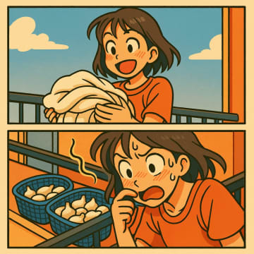 「嘘でしょ…それ干す！？」ベランダから漂う異臭。正体は下の階が干していた意外な物だった【短編小説】