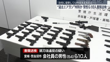 違法エアガン所持か　銃愛好家の男性ら10人を書類送検