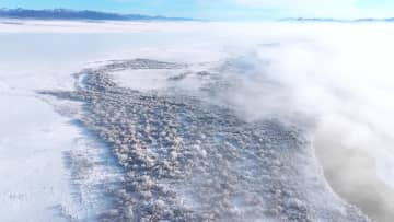 湿地公園一面に広がる幻想的な樹氷の風景　中国・新疆昭蘇県
