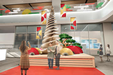 KITTE大阪に和のクリスマス空間！香る“ヒノキのツリー”が登場