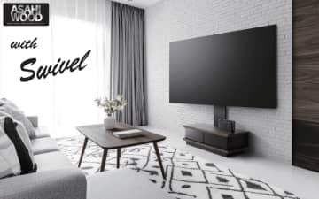 首振り機能付き壁寄せテレビスタンド。収納棚付き