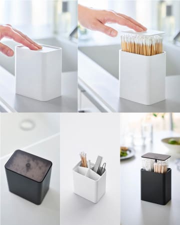 生活感が消える！フタを押すだけ「ポップアップ綿棒ケース」＆充電＆小物置きできる「スマホ充電スタンド」新登場！