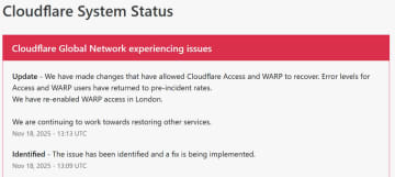 Cloudflareで障害発生。Xほか、「LoL」「Valorant」などゲームにも影響か