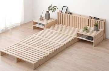 木の香りと自由なレイアウトを楽しむ！ タンスのゲンから「国産ひのきのパレットベッド」