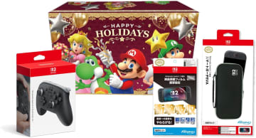 マリオのギフトボックス入り。Switch2用プロコンやポーチのセット商品がAmazonで販売中有機ELモデルのSwitch本体とのセット商品も