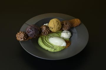 京都祇園あのん×アッサンブラージュ カキモト、日本庭園のようなおはぎプレート