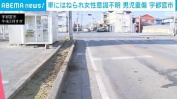横断歩道で車にはねられ女性が意識不明に 男児は重傷 宇都宮市