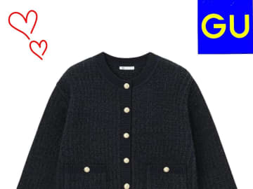 【GUのネイビー】が大人に似合う！ “ツイード風”がおしゃれな「ニットカーデ」