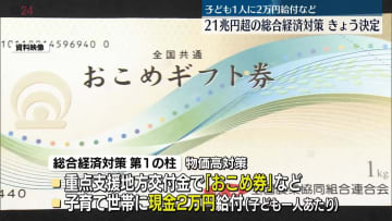 政府　21兆円超の総合経済対策、きょう決定　物価高対策など