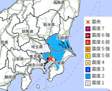 【速報】東京湾で地震　M4.0　埼玉も揺れる　先週も東京湾で地震