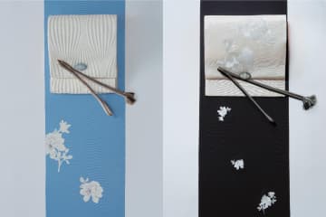 ウェッジウッド×京都丸紅「ジャスパー」着想の着物、マグノリアの白い花が浮かぶペールブルー