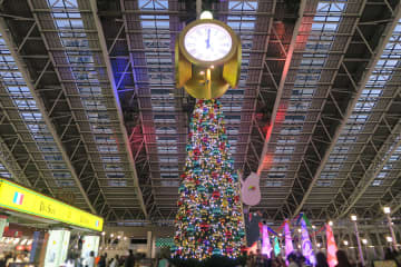 まだ準備中…？ 大阪駅に「バーバパパツリー」出現、恒例イルミネーション開幕