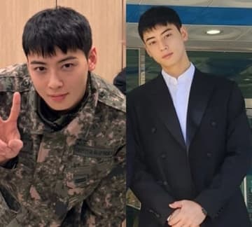 ASTRO・チャウヌ、軍楽隊の歌手兵として活躍中！黒スーツ＆軍服姿の“欠点なし”美貌に視線釘付け