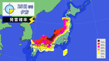 北〜西日本　26日にかけて大気不安定　落雷や竜巻などの激しい突風、急や強い雨に注意