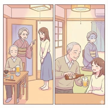 「嫁は下座に移動しなさい」睨みながら言う義母。元々、下座に座ってた義父の一言に空気が一変【短編小説】