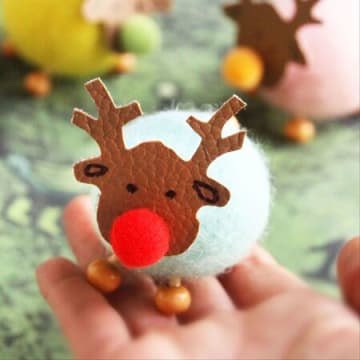 手乗りトナカイ【100均フェルトボール簡単Xmas工作】