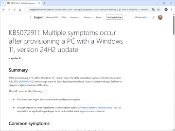 「Windows 11 24H2」でスタートメニューやエクスプローラーなどが機能しない問題／2025年7月セキュリティパッチ「KB5062553」以降で、VDI環境に大きな影響
